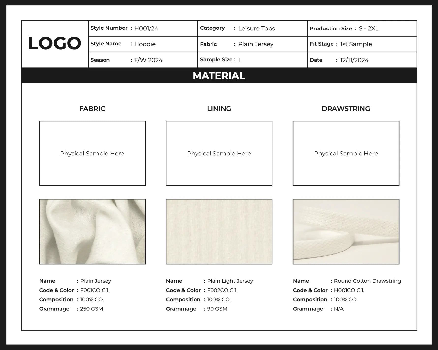 Tech Pack Template Urban Distro