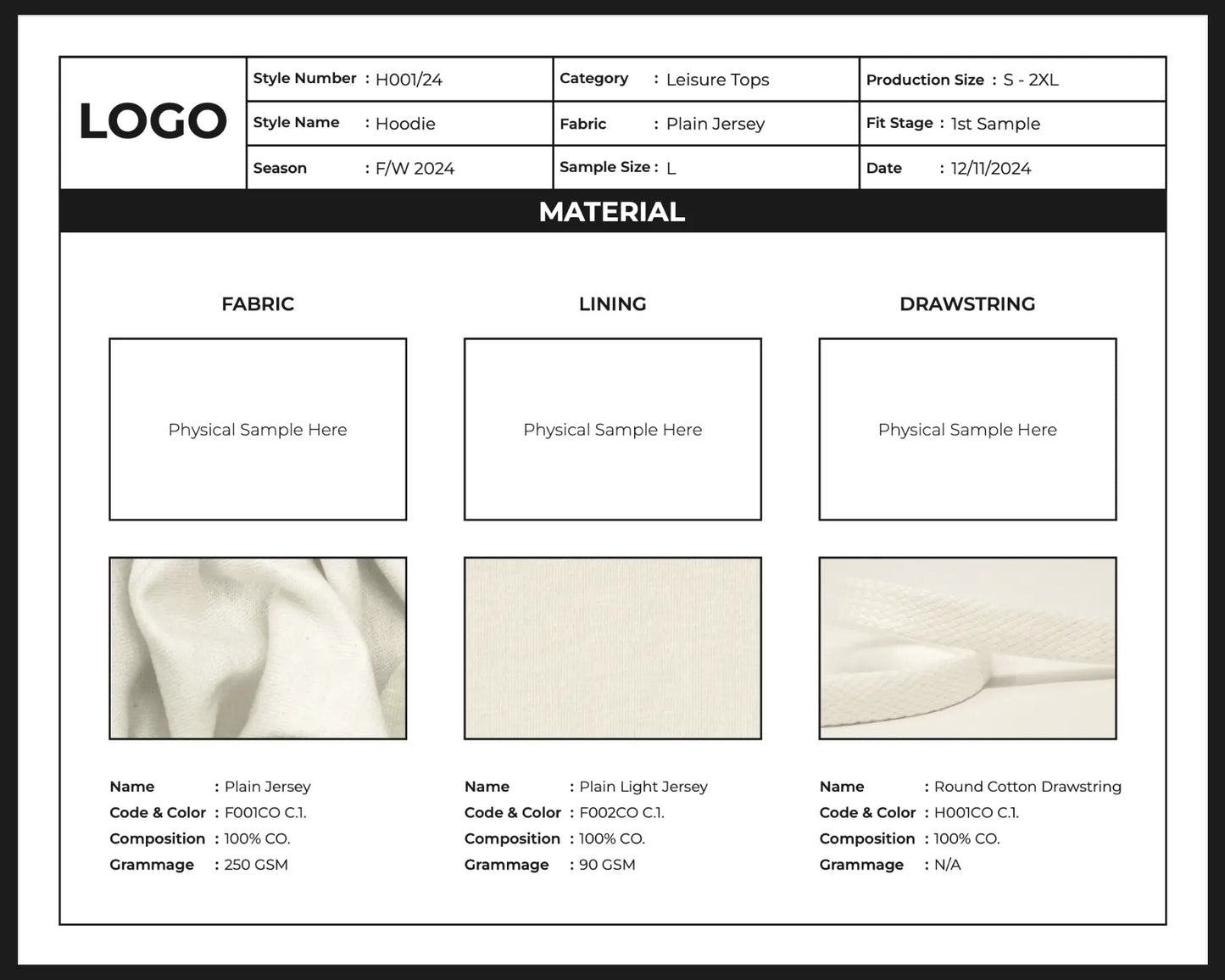 Tech Pack Template Urban Distro