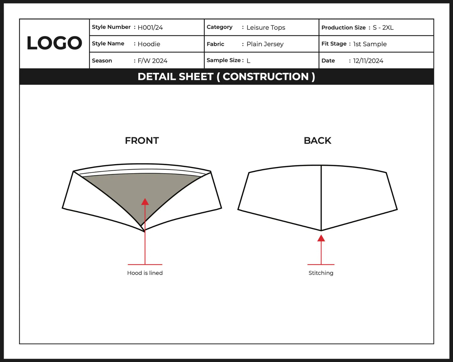 Tech Pack Template Urban Distro