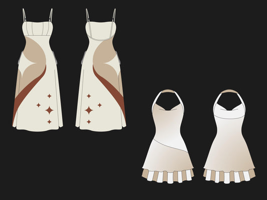Women's clothing Mockups Bundle | Female Date Night and Going Out Bundle – including dresses, skirts and more Fashion Vector Templates