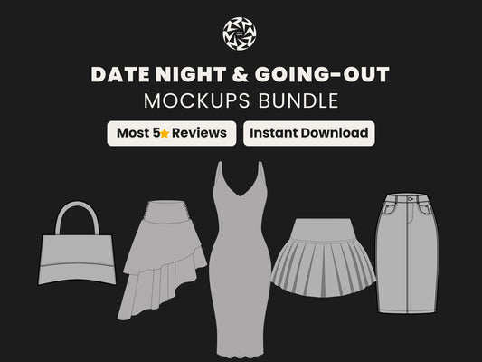 Women's clothing Mockups Bundle | Female Date Night and Going Out Bundle – including dresses, skirts and more Fashion Vector Templates