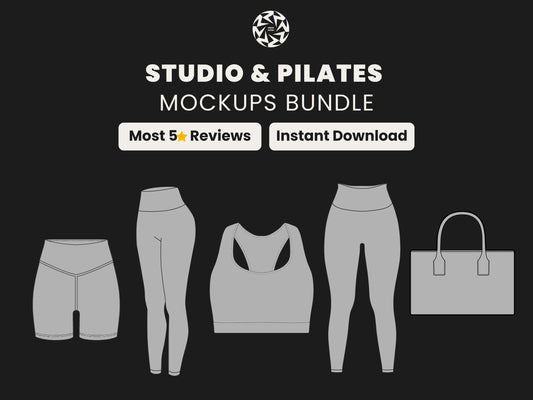 Pilates clothing Mockups Bundle | 200 Studio fashion Vector Templates for Streetwear Clothing Brands and Fashion Designers SVG & PNG