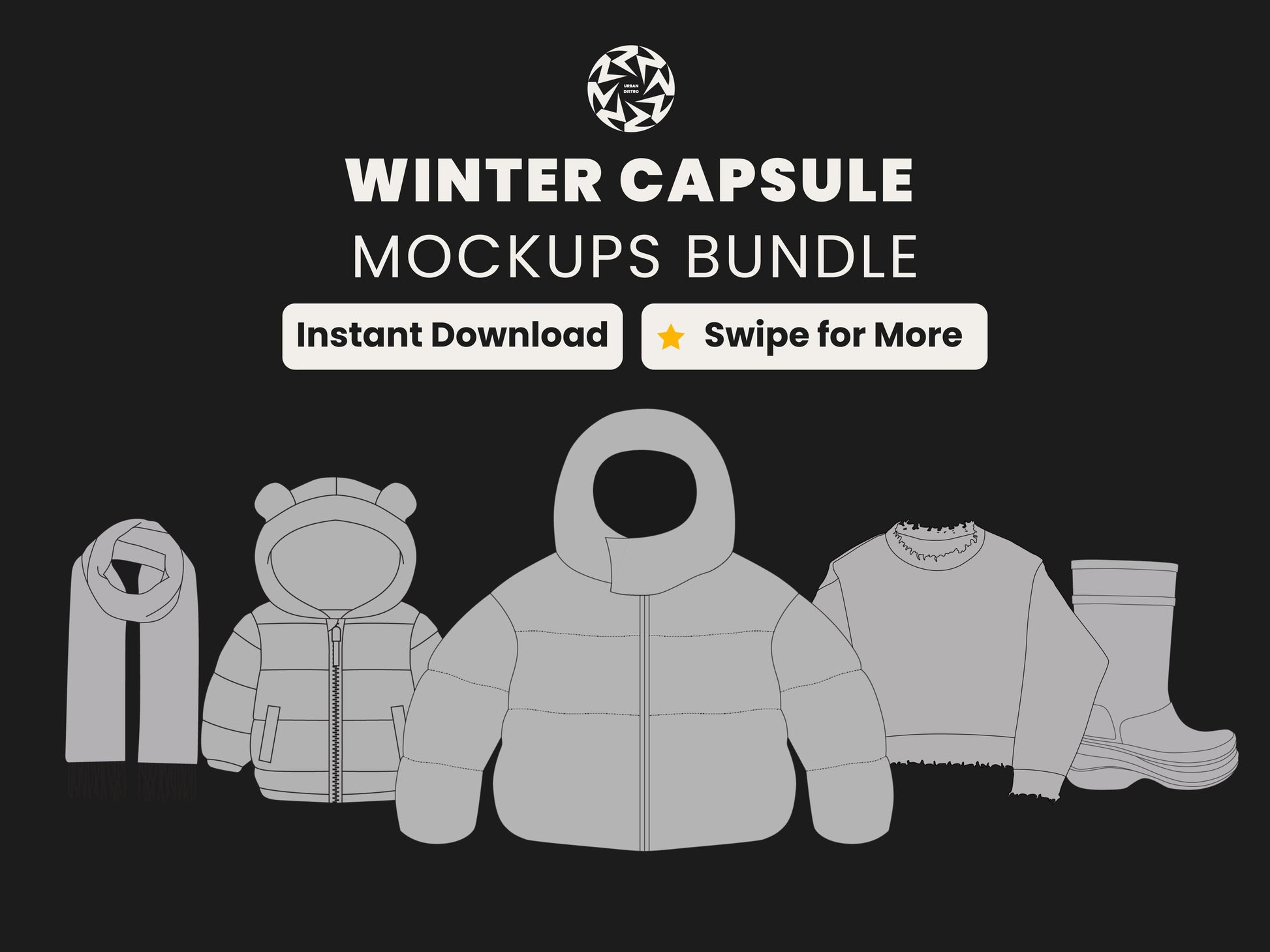 Winter Clothing Mockup Bundle | Fashion Vector Templates (SVG & PNG)
