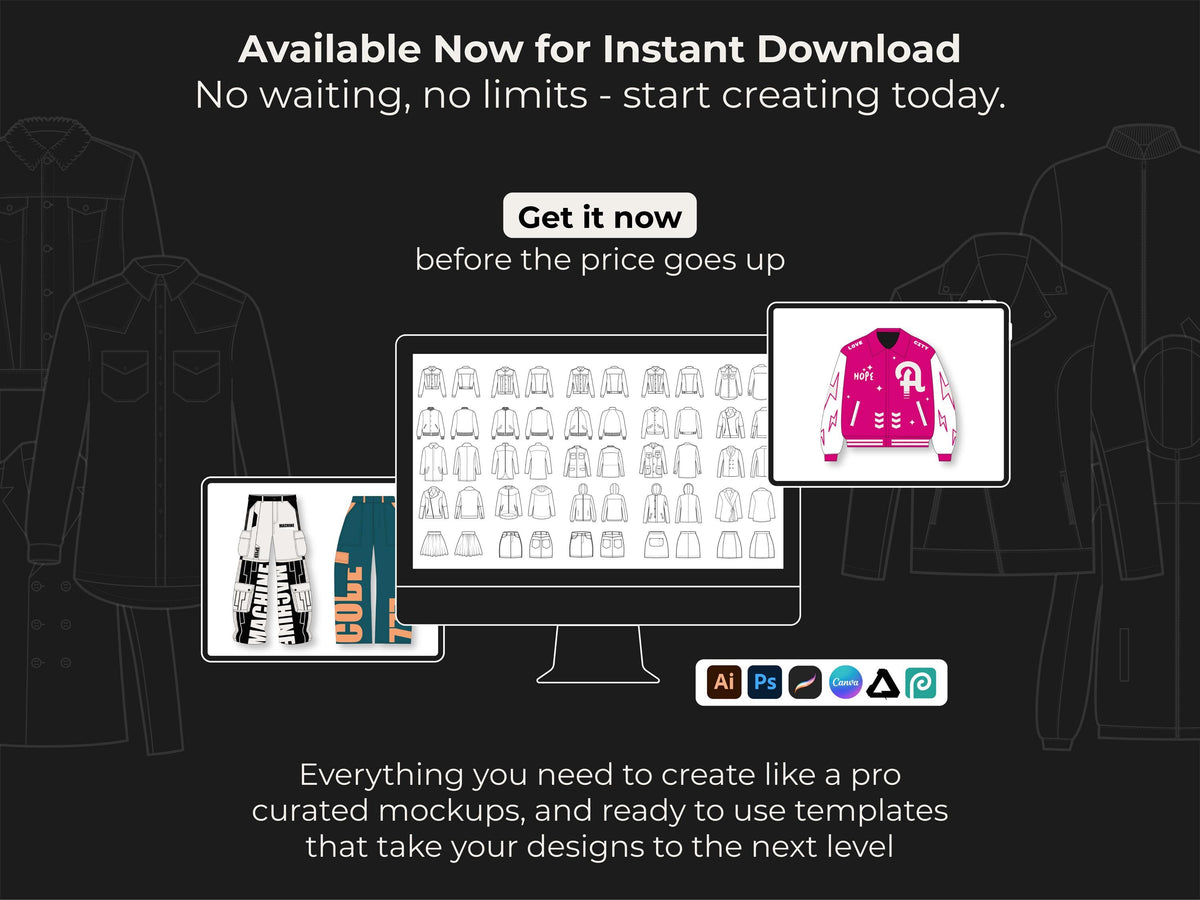 Streetwear vector mockups pack | 1600 clothing mockup templates for street fashion brands mega bundle, tshirt mockups and more ai, svg png
