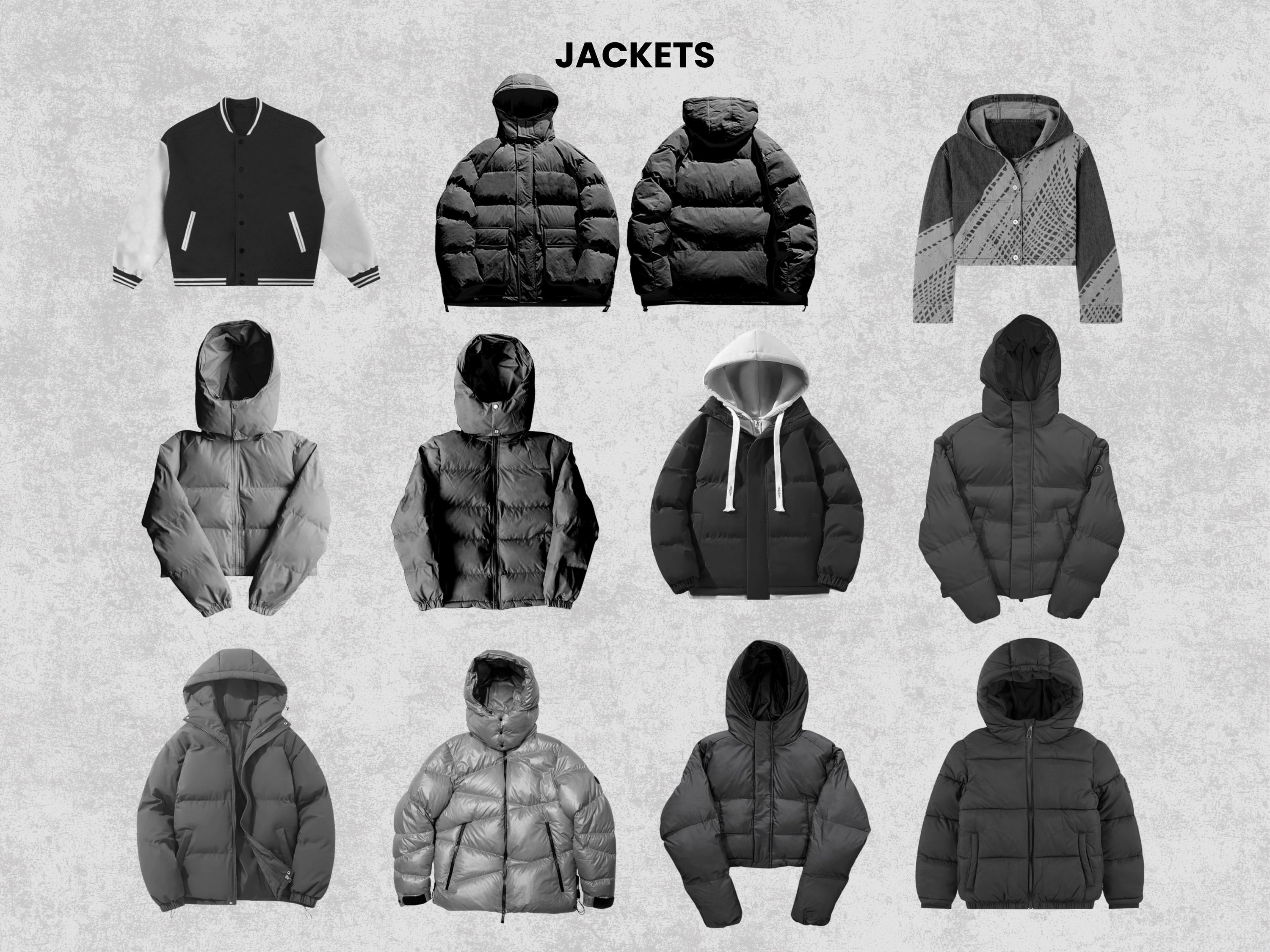 Realistic Jackets Mockups Bundle | 50 Streetwear Clothing Mockup pack | Front View