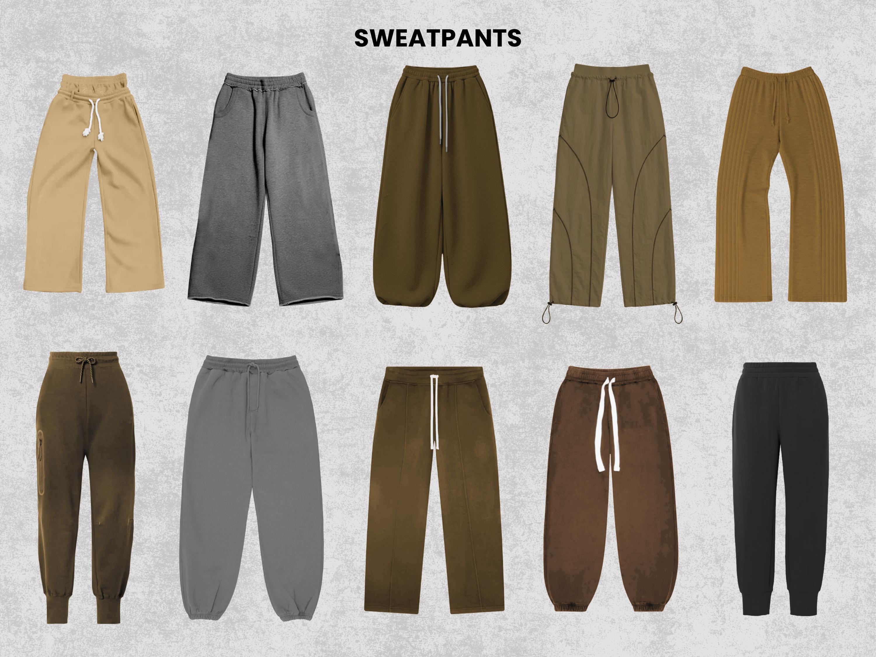 Realistic Sweatpants Mockups Bundle | 50 Streetwear Clothing Mockup pack | Front View