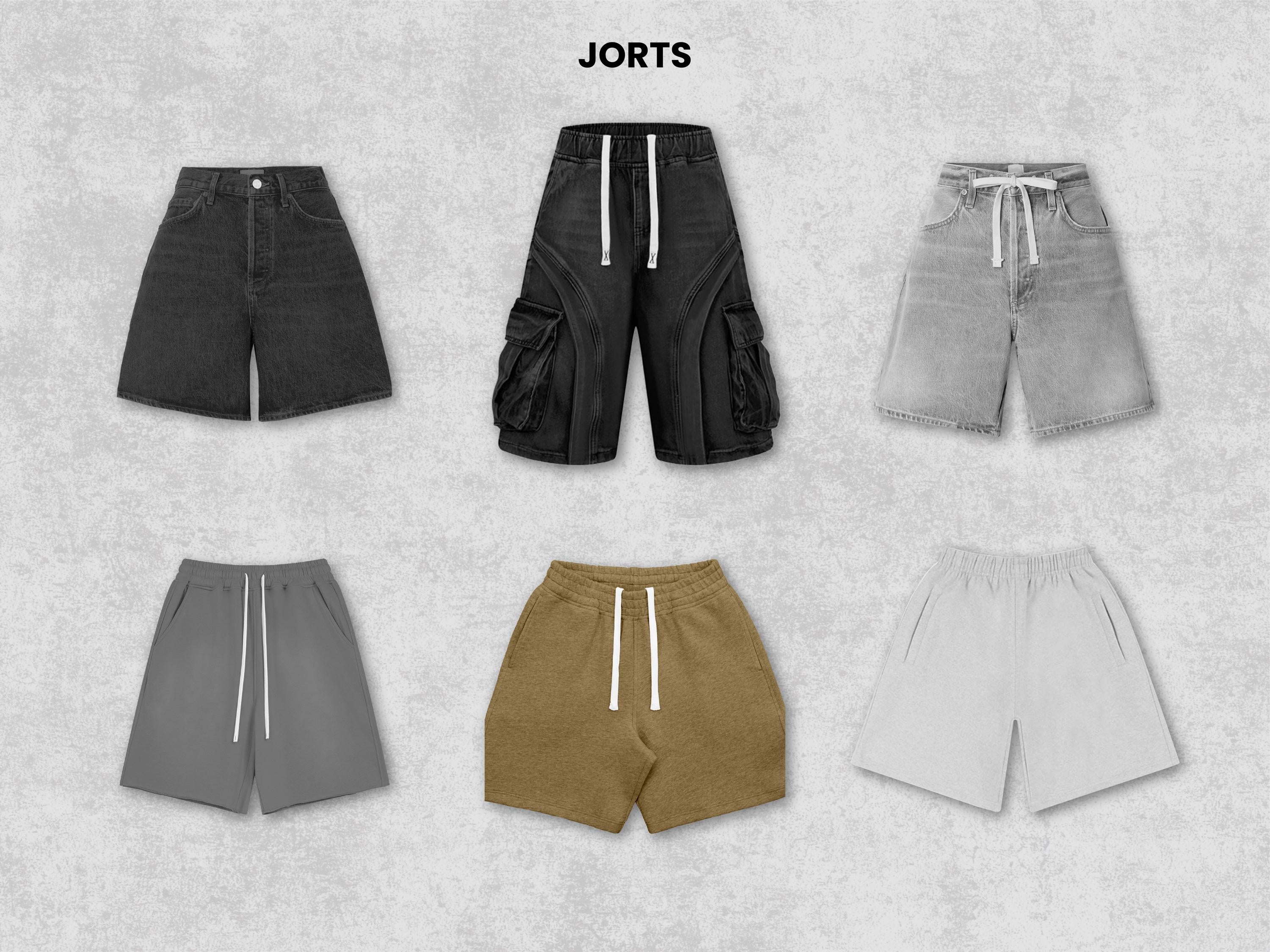 Realistic Bottoms Mockups Bundle | 100 Streetwear Sweatpants, jeans, jorts and shorts Clothing Mockup pack | Front View
