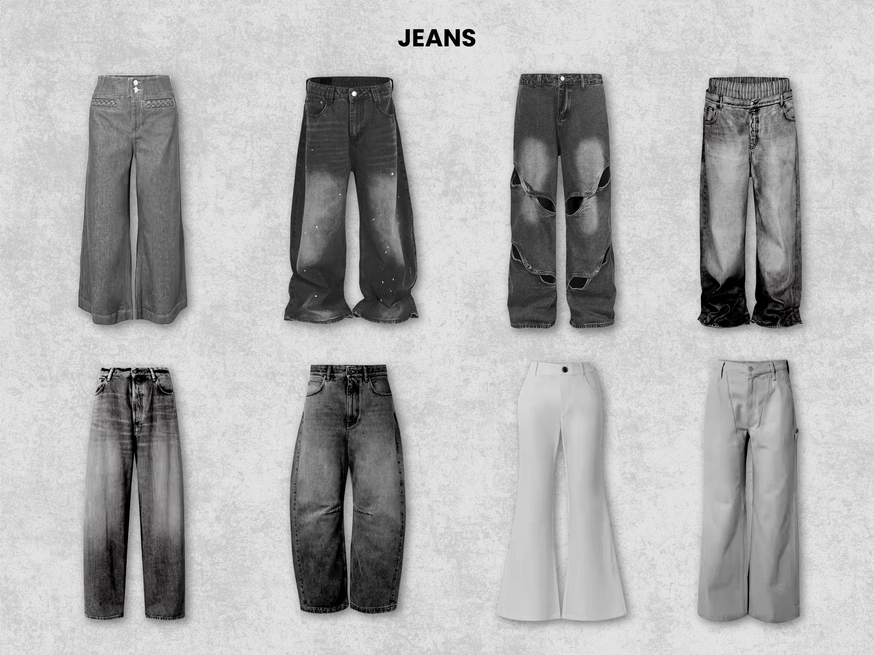 Realistic Bottoms Mockups Bundle | 100 Streetwear Sweatpants, jeans, jorts and shorts Clothing Mockup pack | Front View