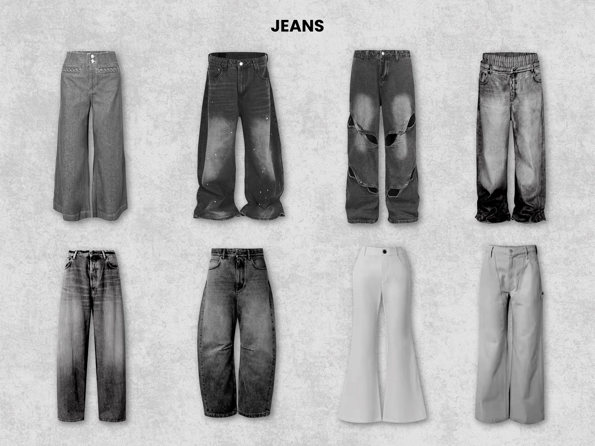 Realistic Bottoms Mockups Bundle | 100 Streetwear Sweatpants, jeans, jorts and shorts Clothing Mockup pack | Front View