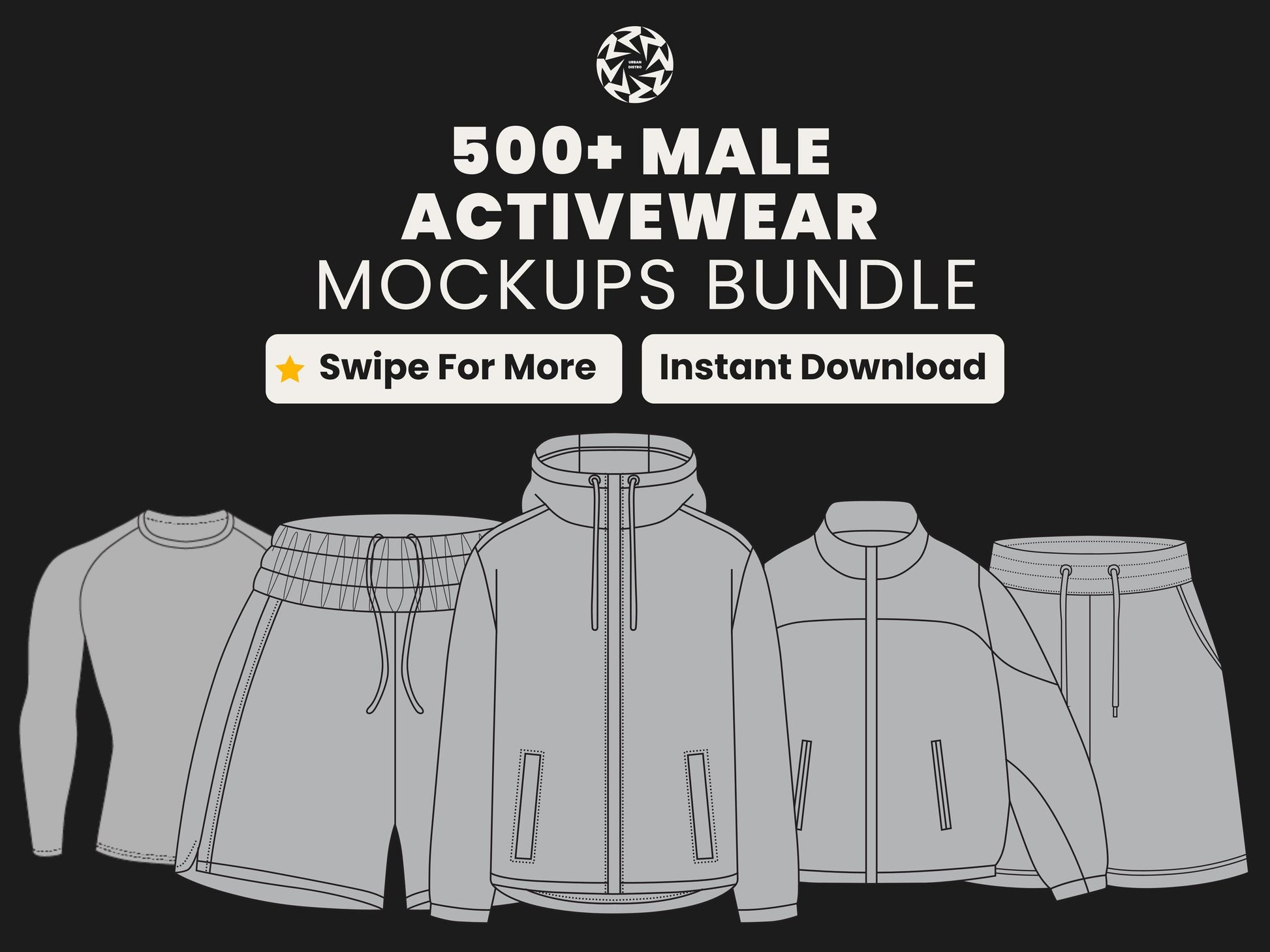 500 Men’s Activewear Mockups Bundle | SVG and PNG Gymwear Vector Templates for Clothing Brands and Designers | Fitness Apparel Mockup pack
