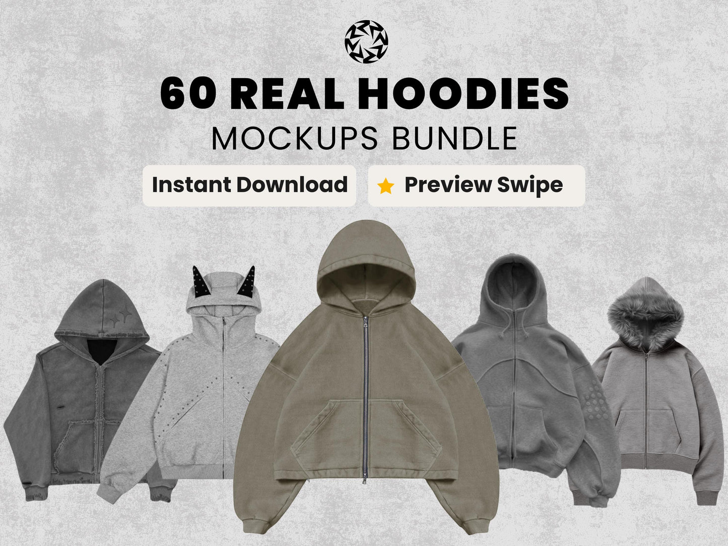 60+ Realistic Hoodies Mockups Bundle | Streetwear Hoodie Clothing Mockup pack | Front View