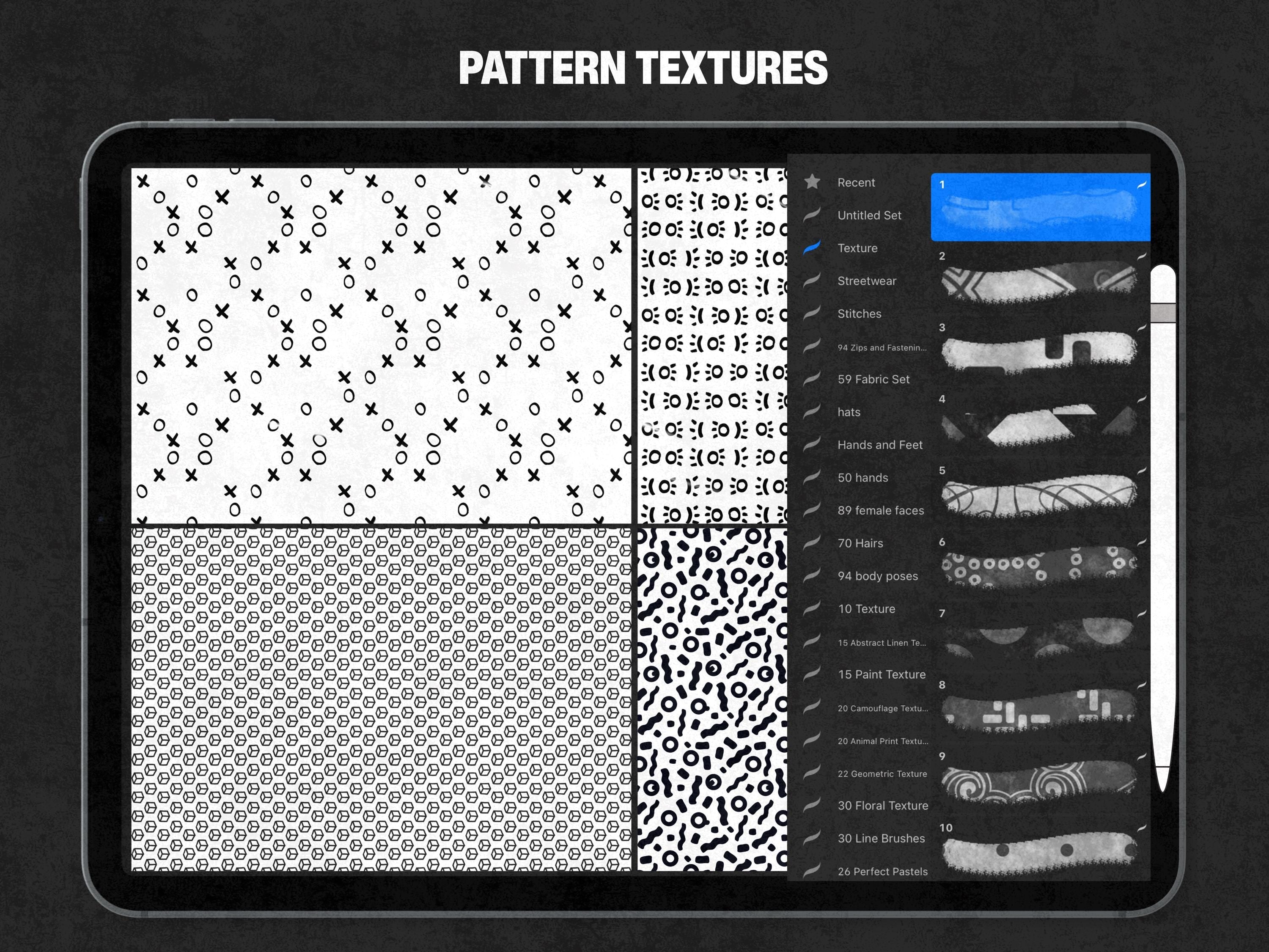 400+ Procreate Fabric Texture Brushes | Realistic Textile Pattern Brush Set Fashion Design Apparel Mockups Streetwear Brush-set files