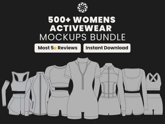 500 Women’s Activewear Mockup Pack | Vector Gymwear Templates | Mockups for Fitness Brands and Designers