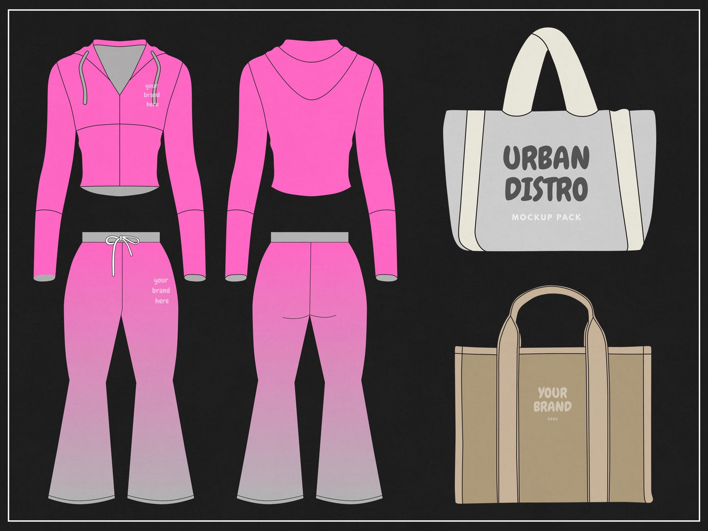 500 Women’s Activewear Mockup Pack | Vector Gymwear Templates | Mockups for Fitness Brands and Designers