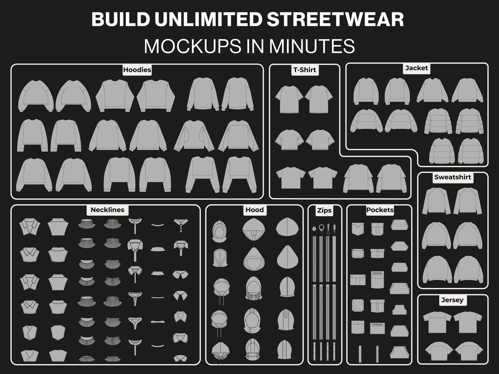8,400+ Clothing Mockups Bundle, mega Fashion Designer Pack, Procreate Brushes, Streetwear Vector Mockups, Tech Pack Template, SVG PNG AI