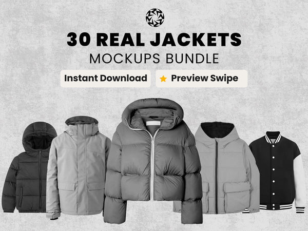 Realistic Jackets Mockups Bundle | 50 Streetwear Clothing Mockup pack | Front View