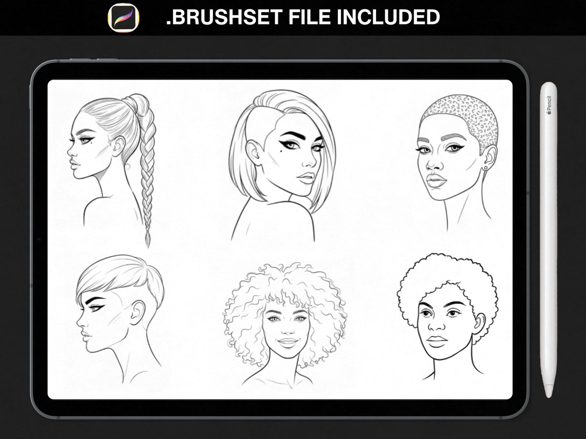 100 Procreate Face Stamps | Realistic Face Poses for Illustration & Portraits bundle