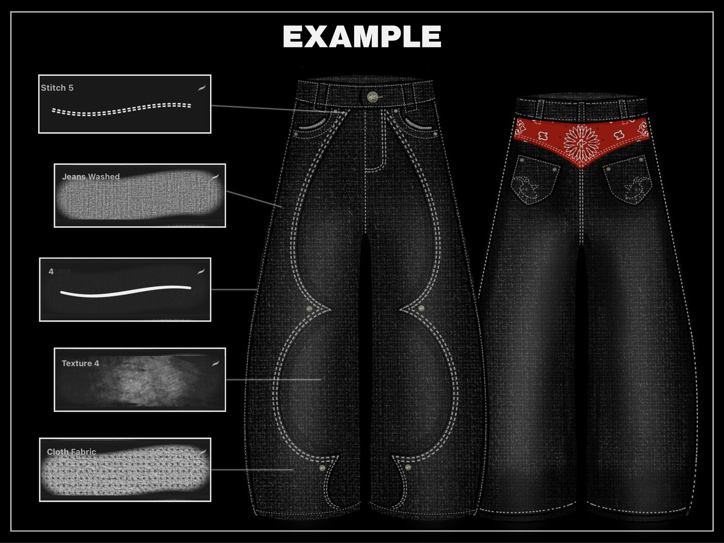 1500+ Procreate Clothing Brushes | Streetwear Mockups Designer Brush Set bundle | Stitches, Chains, Textures, Zippers, tech pack template