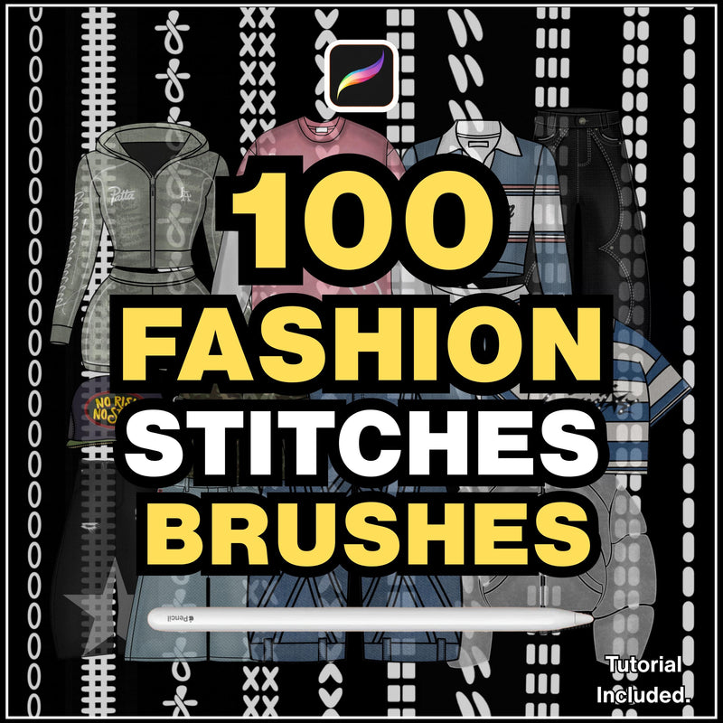 100+ Procreate stitch brushes | Realistic fashion stitches Brushset Clothing Design Brushes, Streetwear Brush-set files