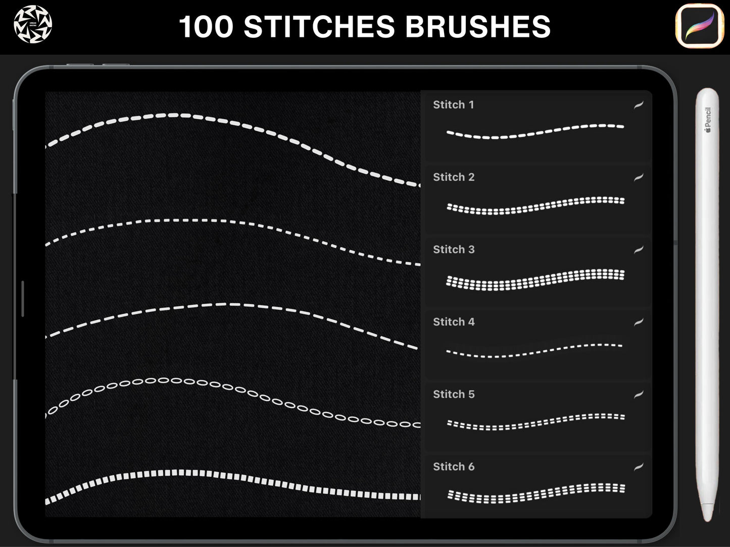 100+ Procreate stitch brushes | Realistic fashion stitches Brushset Clothing Design Brushes, Streetwear Brush-set files