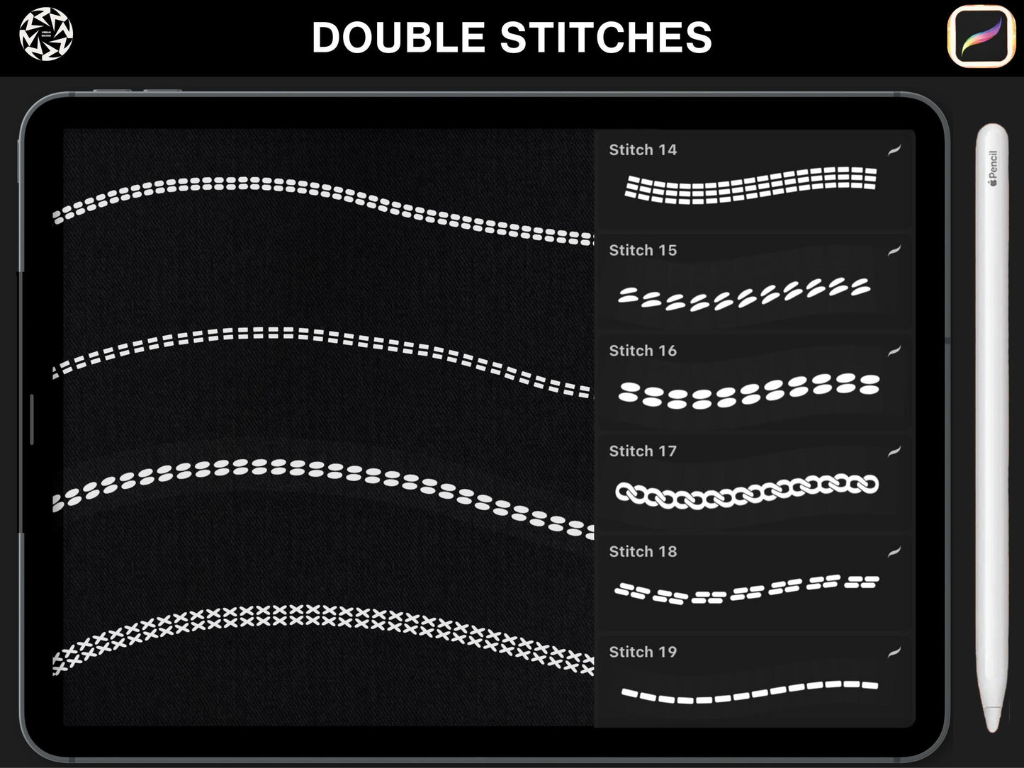 100+ Procreate stitch brushes | Realistic fashion stitches Brushset Clothing Design Brushes, Streetwear Brush-set files