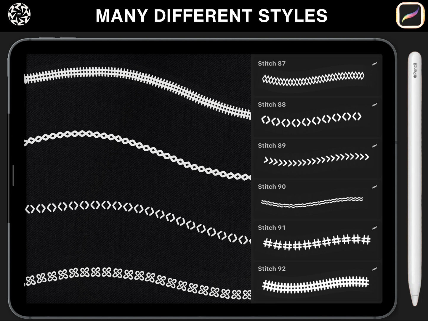 100+ Procreate stitch brushes | Realistic fashion stitches Brushset Clothing Design Brushes, Streetwear Brush-set files