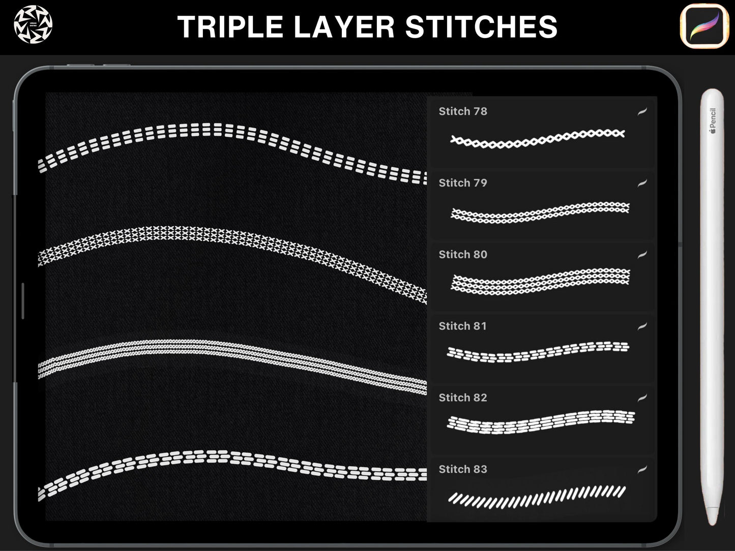 100+ Procreate stitch brushes | Realistic fashion stitches Brushset Clothing Design Brushes, Streetwear Brush-set files