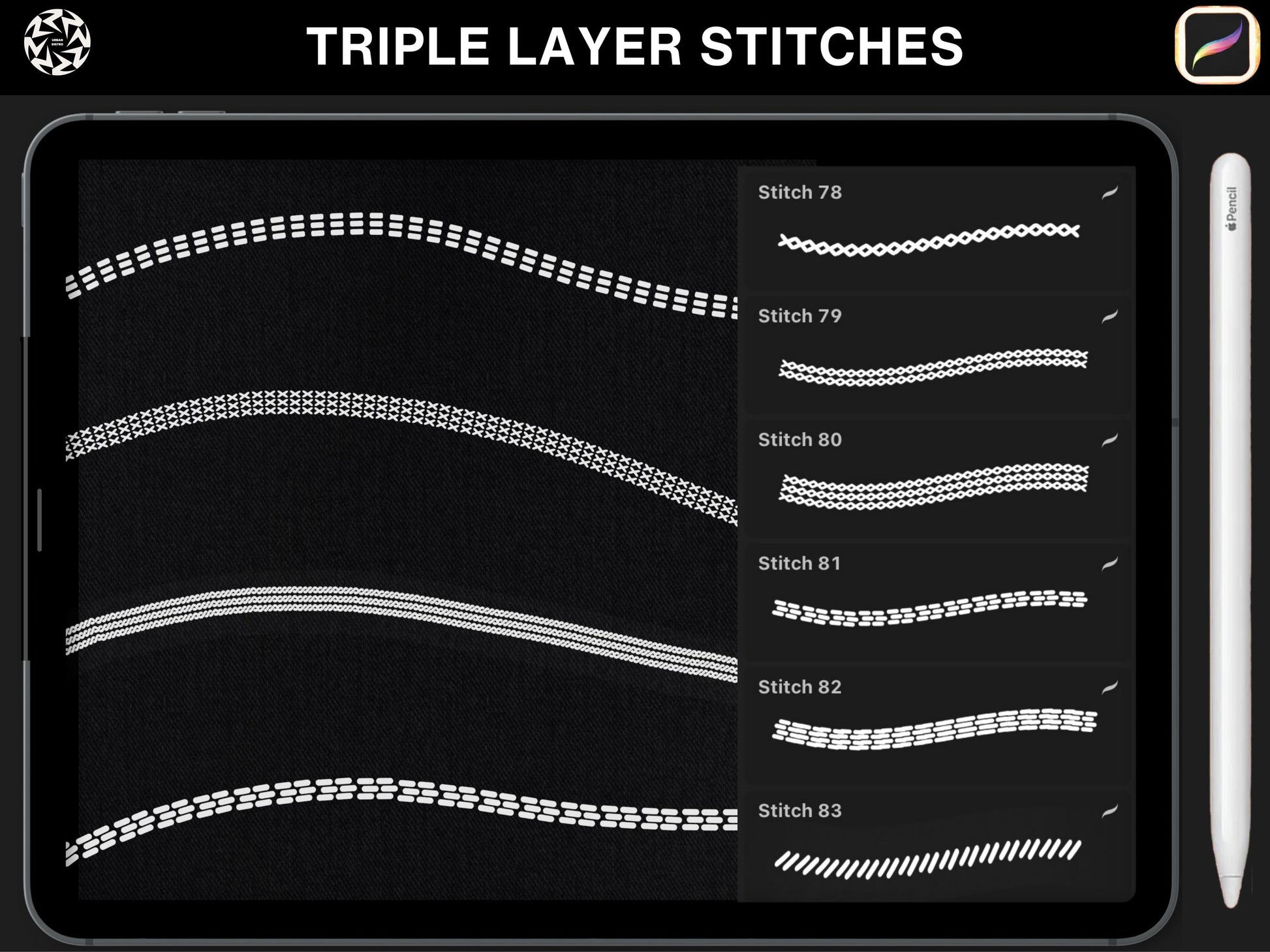 100+ Procreate stitch brushes | Realistic fashion stitches Brushset Clothing Design Brushes, Streetwear Brush-set files