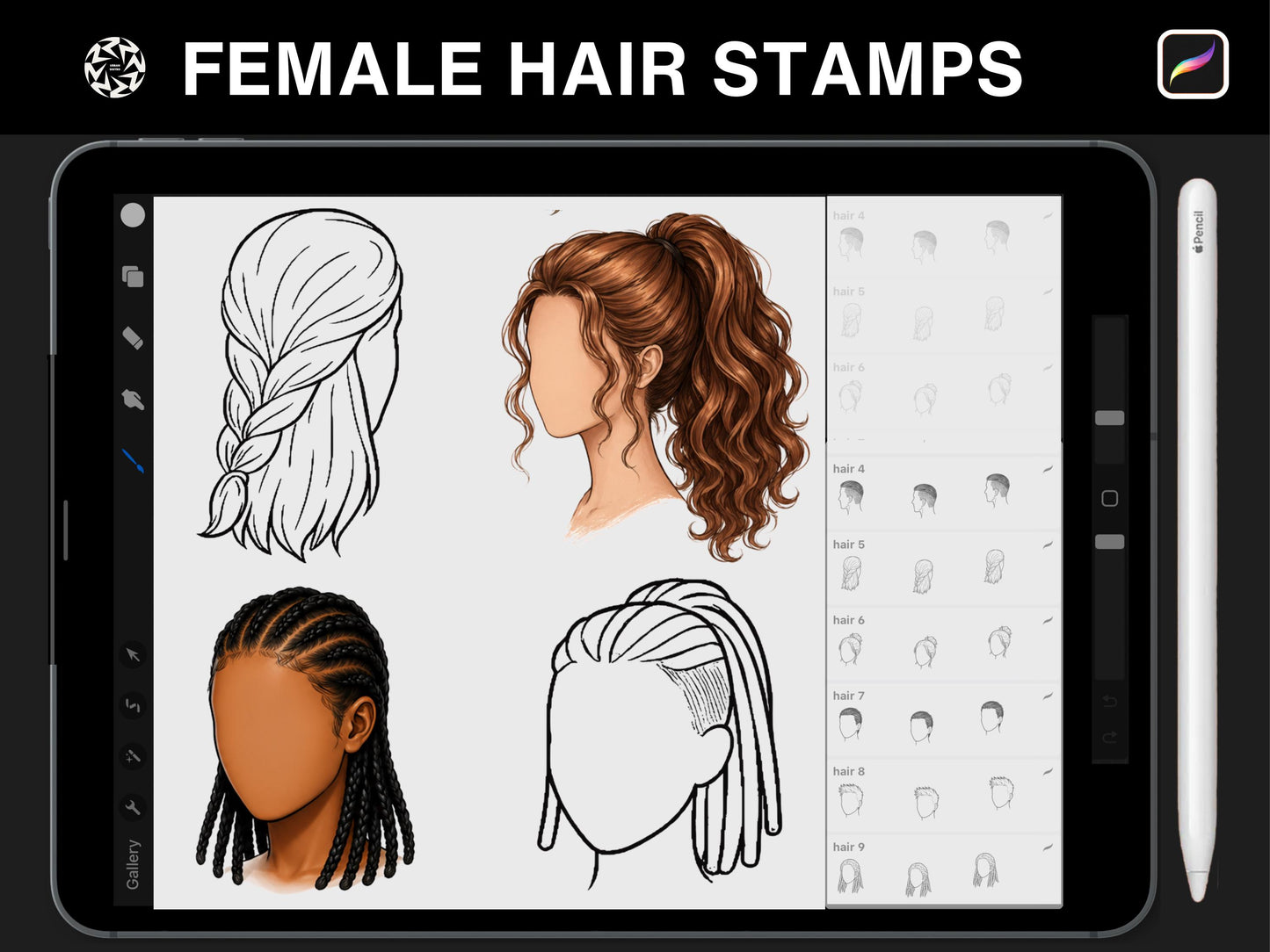 1500+ Procreate Portrait Brushes, Face Hair Body Pose Stamps, Drawing Brushes Bundle, Character Design Kit, Digital Art Tools